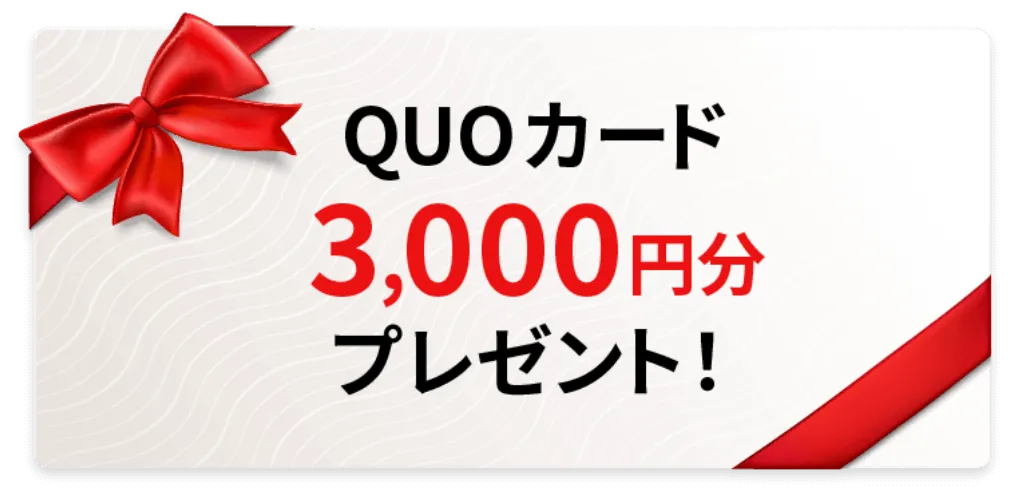 QUOカード3,000円分プレゼント!