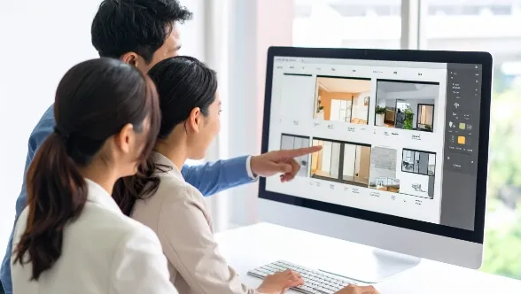 専用のカラーシミュレーションソフトを使用して、完成イメージを事前にご確認いただきます。
